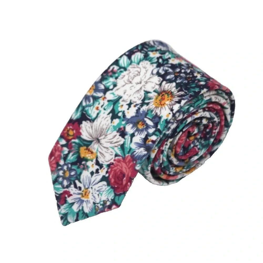 Floral cotton Men's Necktie Skinny 2 1/2W 58L‎